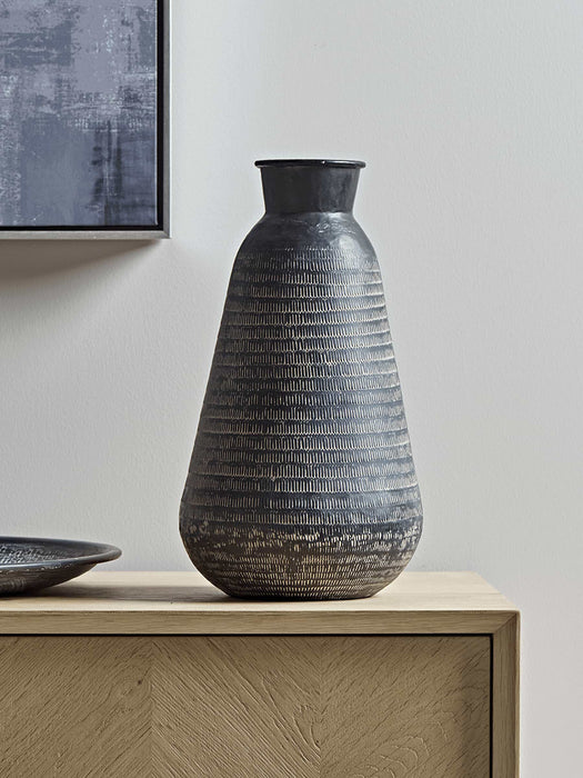 Hammered Metal Tapered Vase