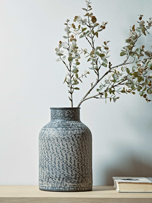 Hammered Metal Jar Vase