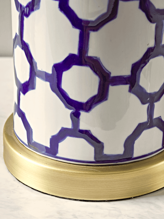 Handpainted Blue Geometric Table Lamp