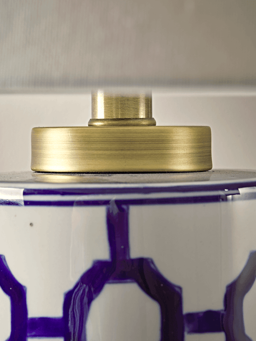 Handpainted Blue Geometric Table Lamp