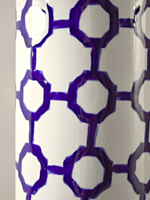 Handpainted Blue Geometric Table Lamp