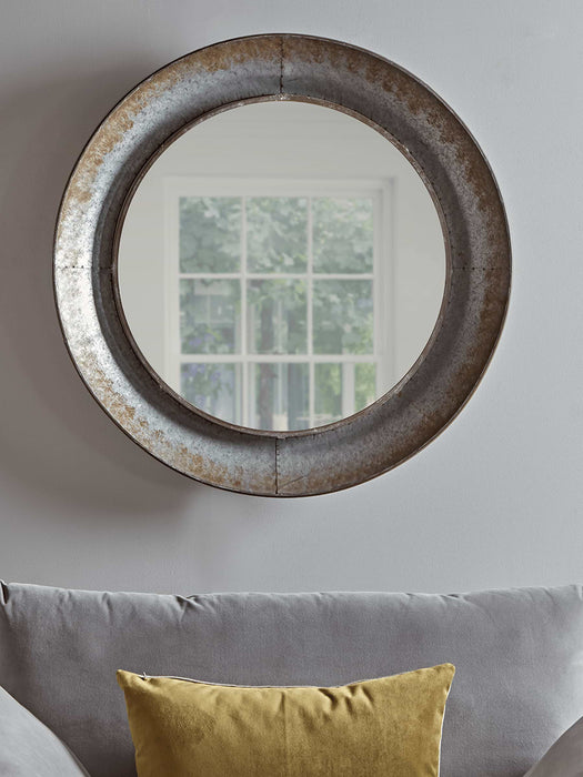 Industrial Style Round Metal Mirror