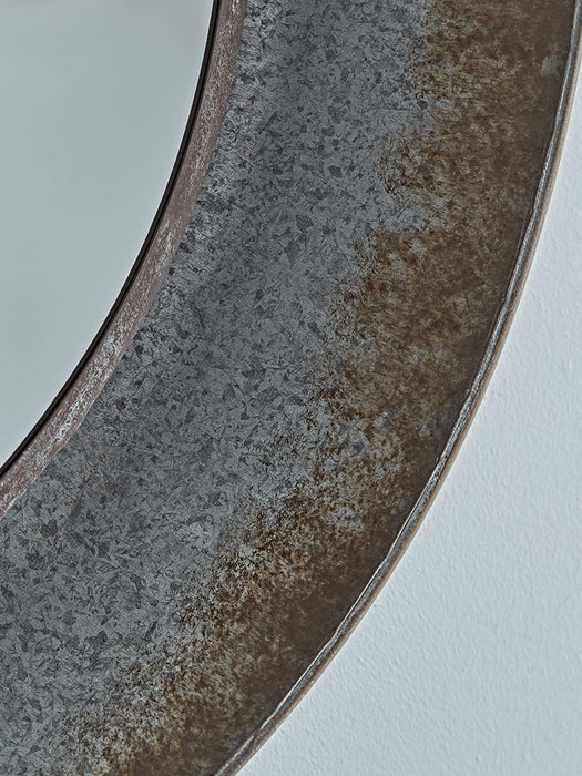 Industrial Style Round Metal Mirror