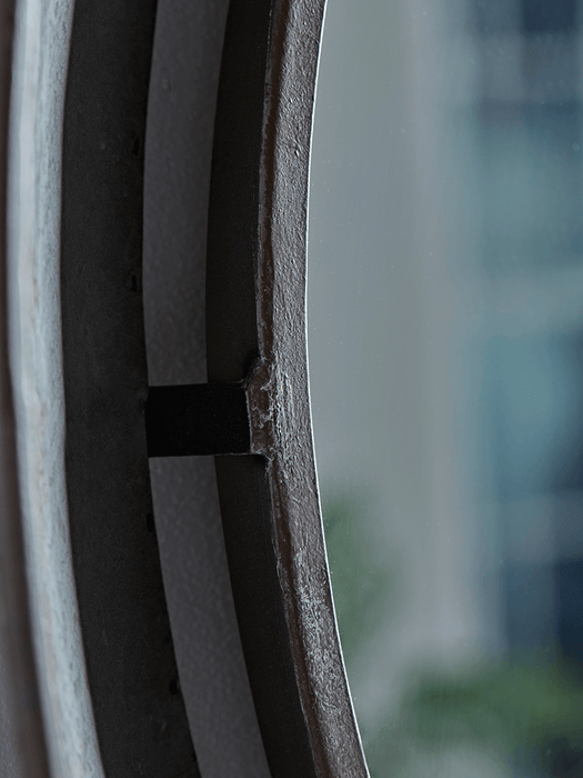 Industrial Style Round Metal Mirror