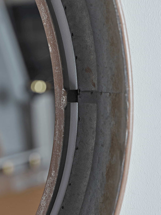 Industrial Style Round Metal Mirror