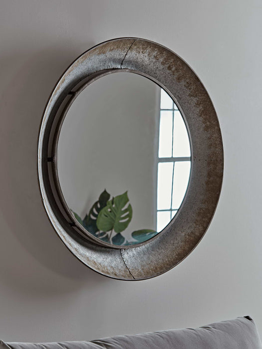 Industrial Style Round Metal Mirror