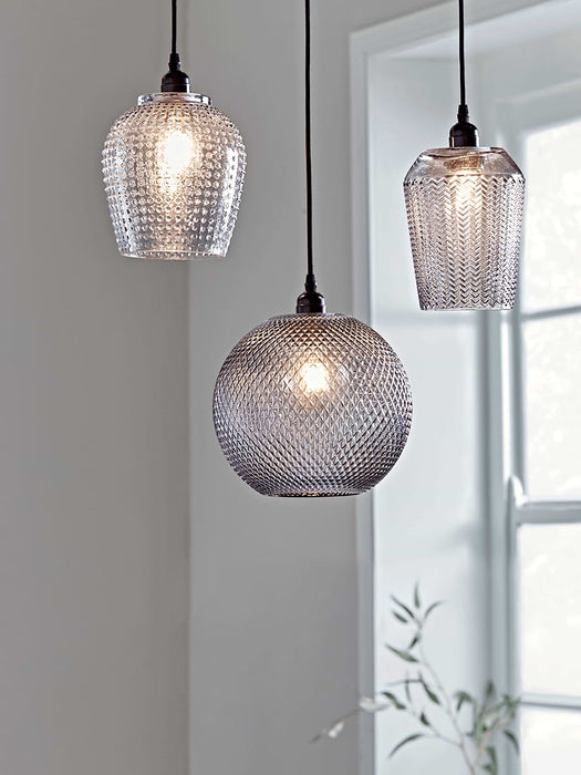 Grey Textured Round Pendant