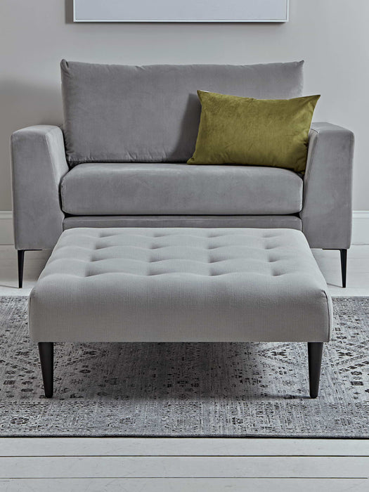 Large Marlbrough Ottoman - Ash Linen Cotton Blend