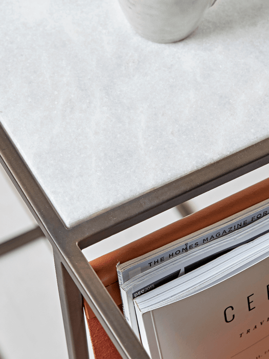 Marble Side Table with Magazine Rack - Slim