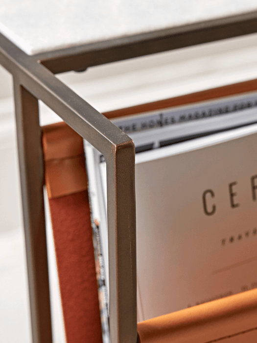 Marble Side Table with Magazine Rack - Slim