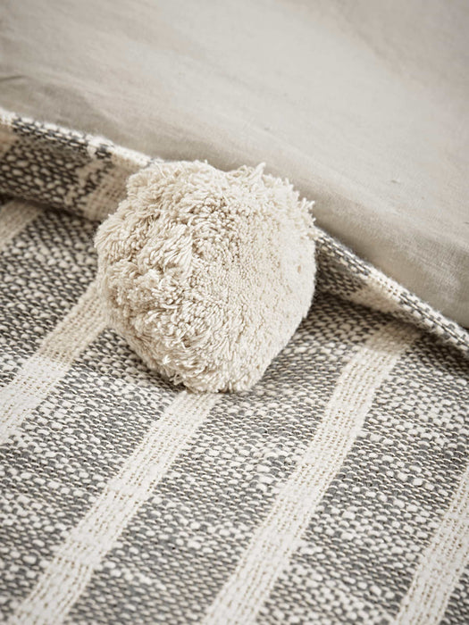 Grey & White Pom Pom Throw