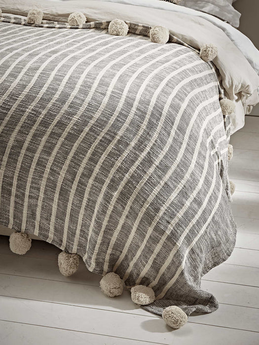 Grey & White Pom Pom Throw