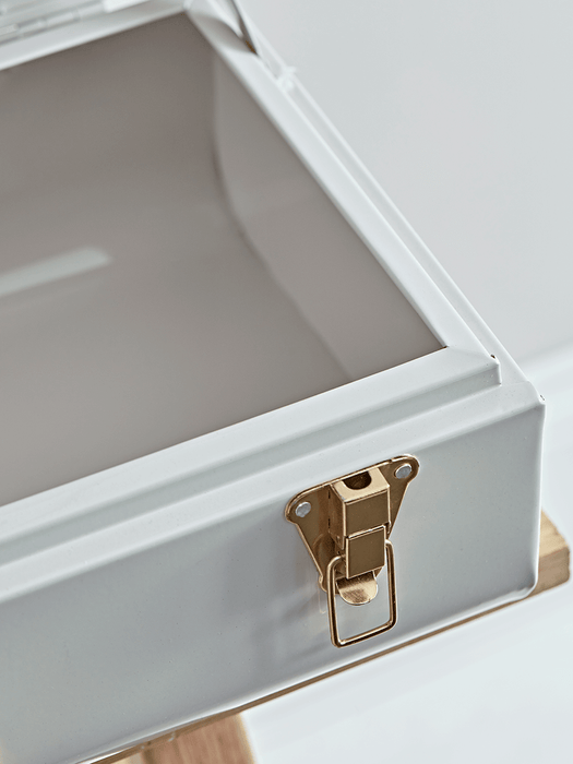 Two Metal Trunks - Grey & Putty