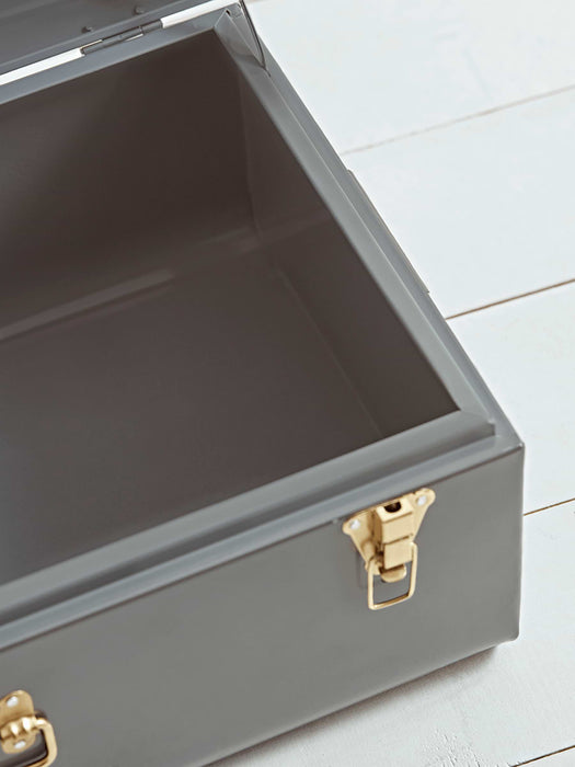 Two Metal Trunks - Grey & Putty
