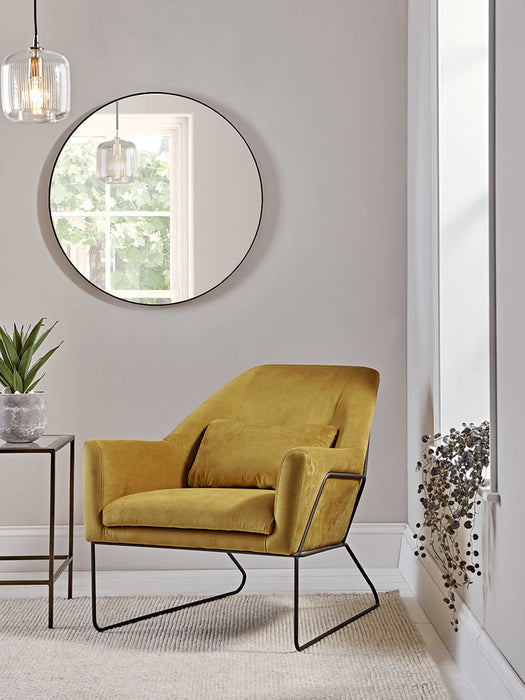 Mustard Velvet Metal Framed Armchair