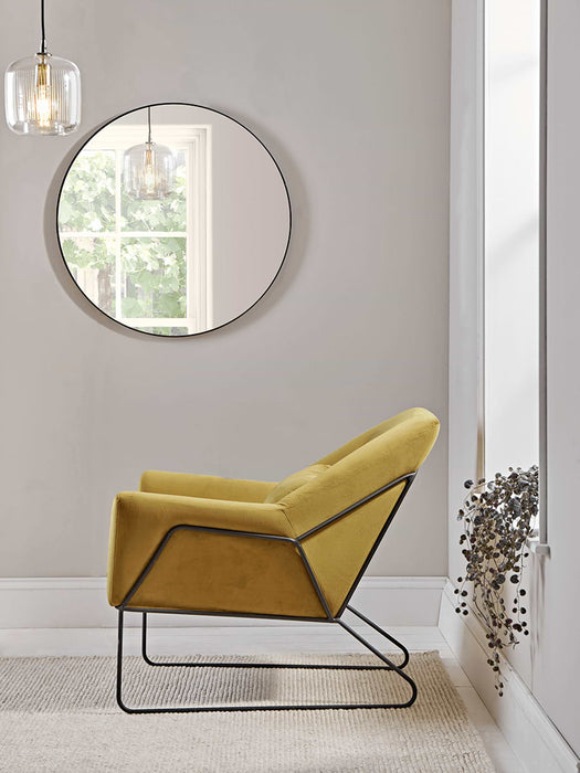 Mustard Velvet Metal Framed Armchair