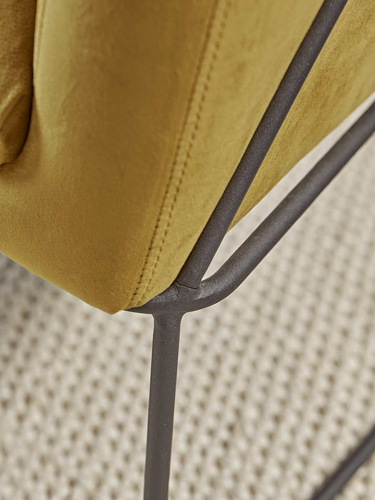 Mustard Velvet Metal Framed Armchair