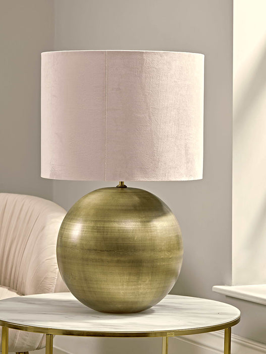 Oversized Brass & Blush Ball Table Lamp
