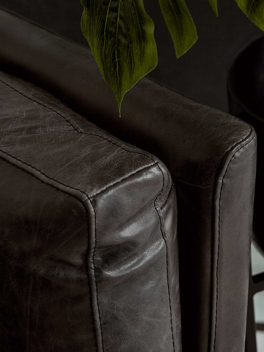 Oversized Grey Leather Club Chair