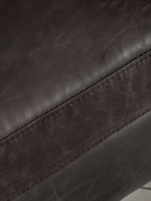 Oversized Grey Leather Club Chair