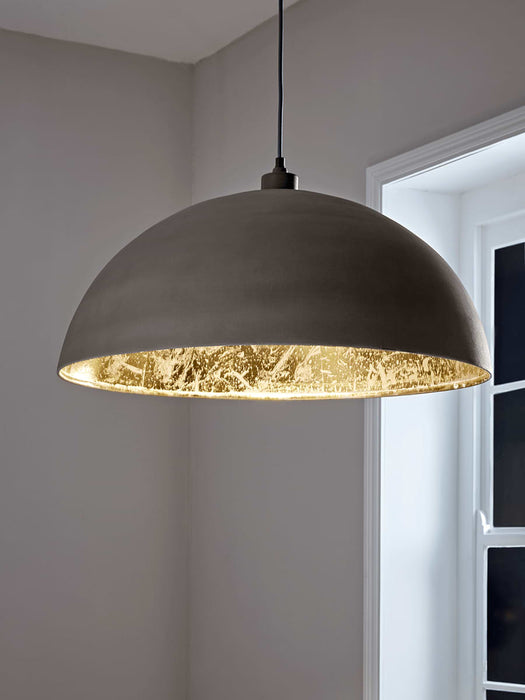 Oversized Grey & Gold Domed Pendant