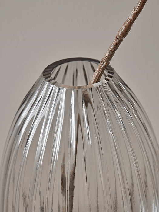 Ribbed Grey Glass Vase