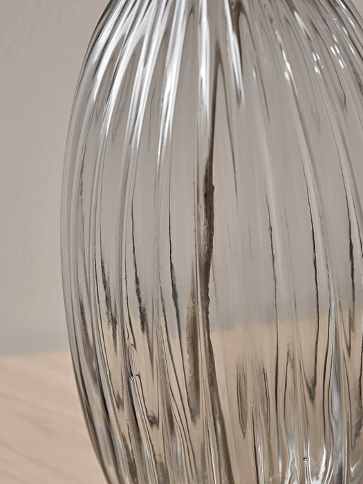 Ribbed Grey Glass Vase
