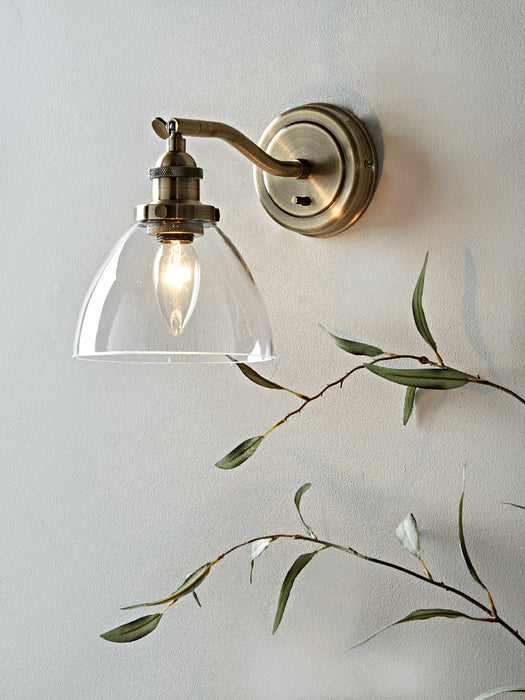Domed Glass Wall Light - Brass