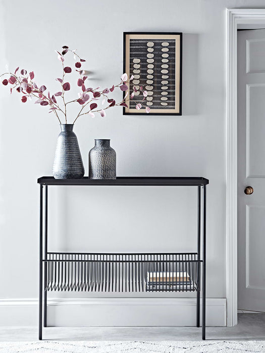 Slim Black Metal Storage Console