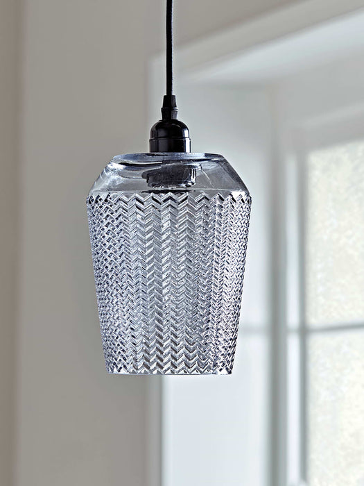 Tall Chevron Textured Pendant - Grey
