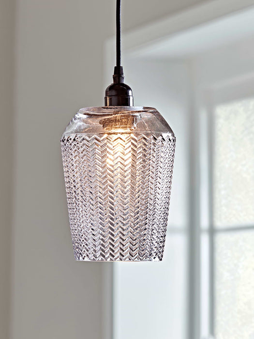 Tall Chevron Textured Pendant - Grey