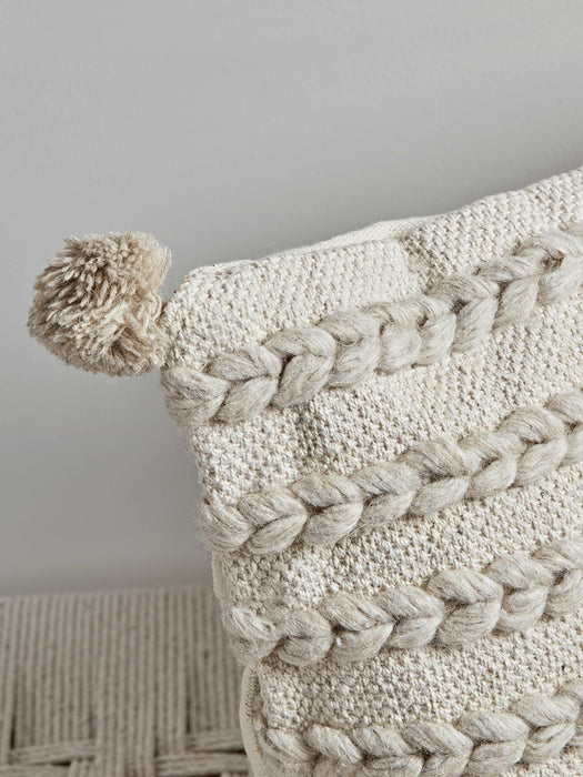 Textured Stripe Pom Pom Cushion