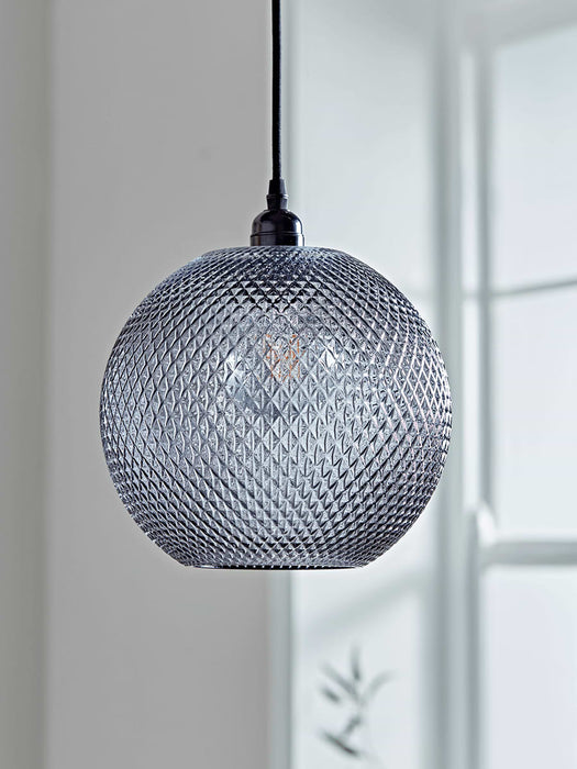Grey Textured Round Pendant