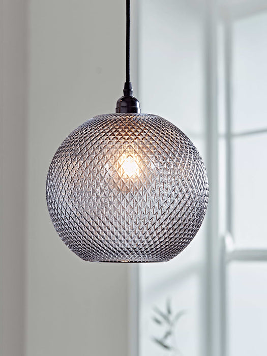 Grey Textured Round Pendant