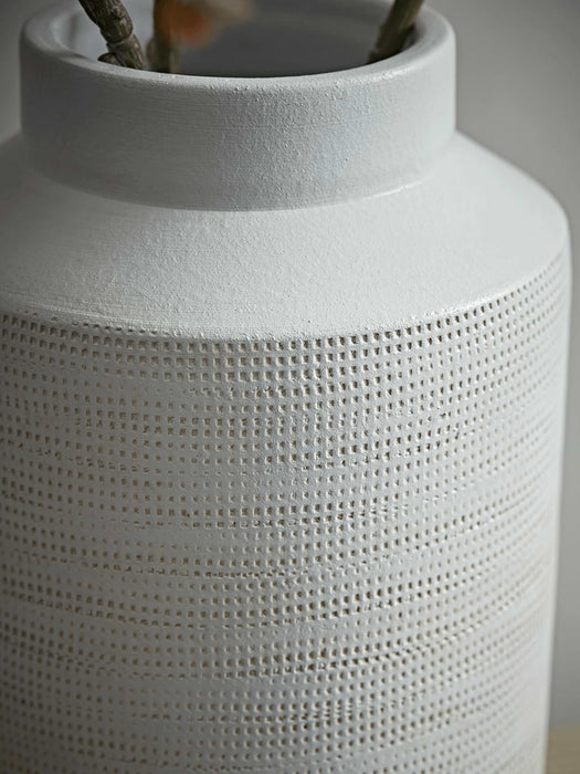 White Textured Terracotta Vase
