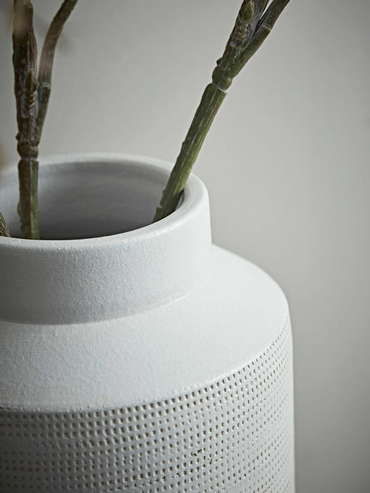 White Textured Terracotta Vase