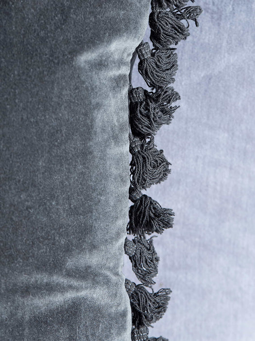 Velvet Tassel Cushion - Charcoal