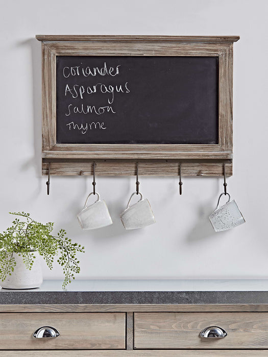 Wooden Chalk Board with Hooks