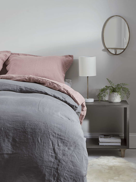 Washed Linen Fitted Sheet Double - Smoke