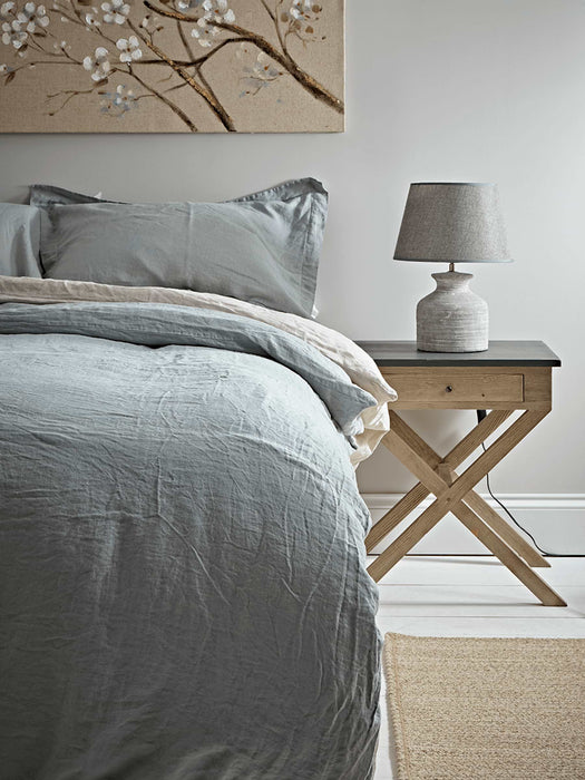 Washed Linen Oxford Pillowcase Pair - Dusky Sage