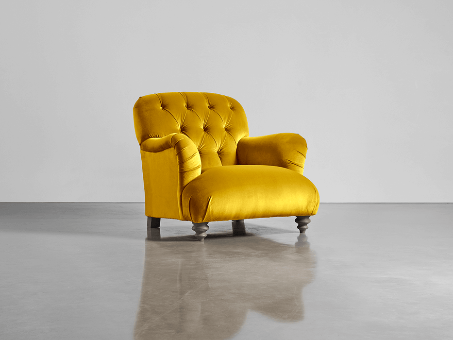 Buttoned Armchair Gold Cotton Velvet