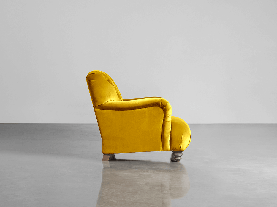 Buttoned Armchair Gold Cotton Velvet