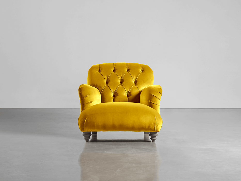 Buttoned Armchair Gold Cotton Velvet