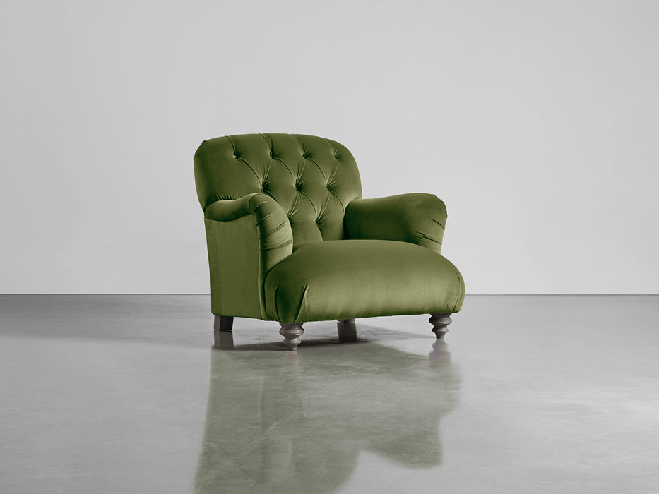 Buttoned Armchair Moss Cotton Velvet