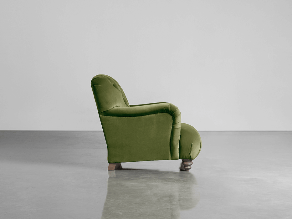 Buttoned Armchair Moss Cotton Velvet