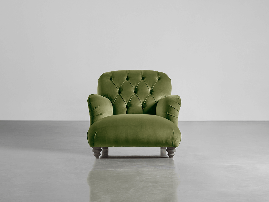 Buttoned Armchair Moss Cotton Velvet