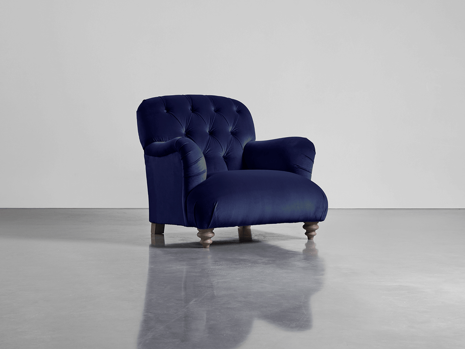 Buttoned Armchair Navy Cotton Velvet