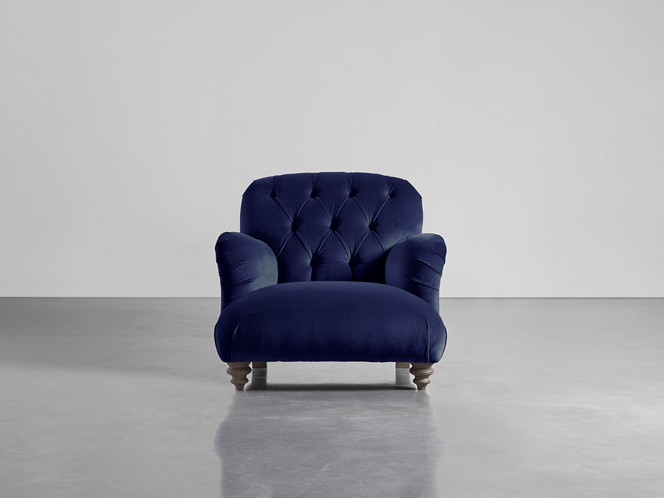 Buttoned Armchair Navy Cotton Velvet