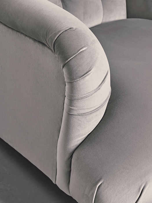 Buttoned Armchair Swedish Grey Cotton Velvet