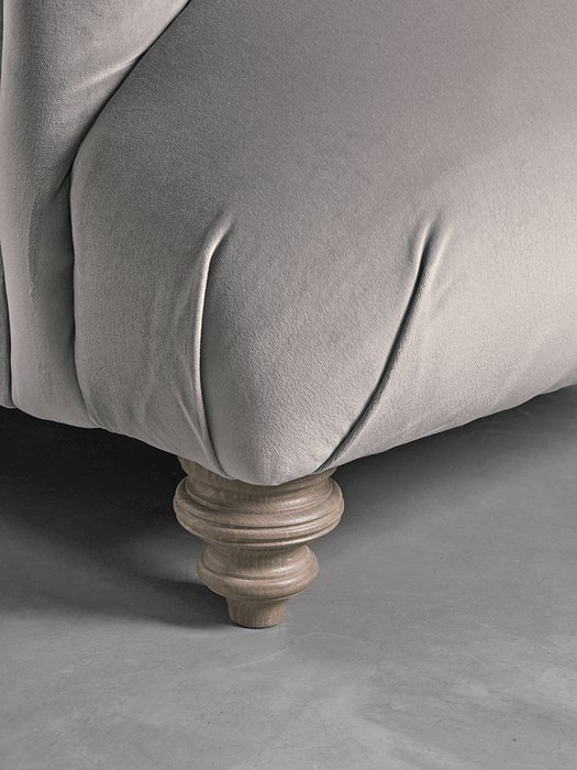 Buttoned Armchair Swedish Grey Cotton Velvet